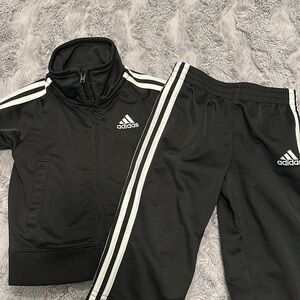 Adidas Black Tracksuit with White Stripes